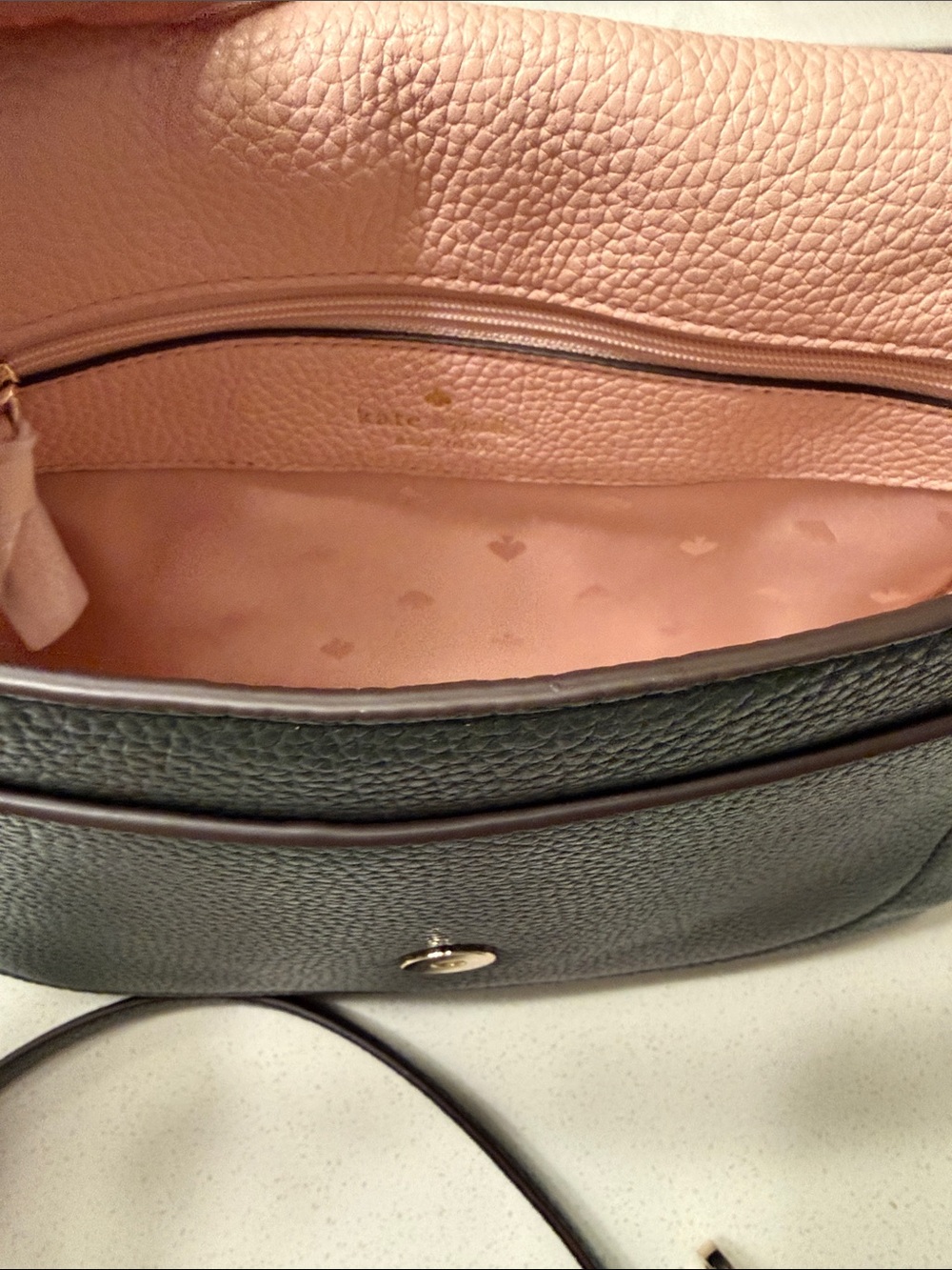 Kate Spade Kailee Medium Flap Crossbody Evergreen Pebbled Leather NWT Rare Green - Picture 12 of 14